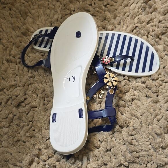 Marilyn Monroe Bernard of Hollywood Cloisonne Flower Blue White Size 9 Sandals - Picture 6 of 6